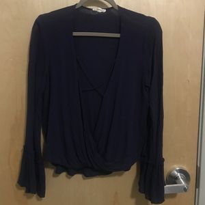 Low Cut Blouse - Navy Blue